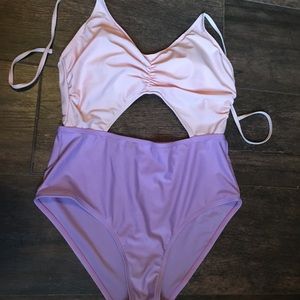 Pink and purple cut-out one piece